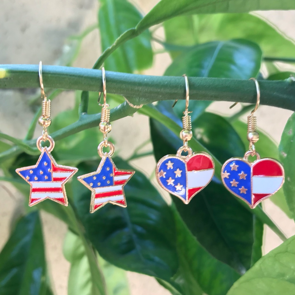 American Flag Heart Star Shaped 2 For 1